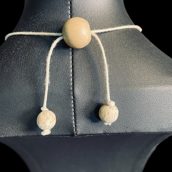 Boho Natural Wood Bead Necklace Earrings Set Chunky Statement Artisan Jewelry - Picture 8 of 10